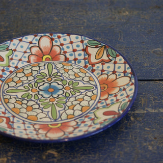 11.5" Talavera Plates, Ready to Ship Ceramics Zinnia Folk Arts Blue Petunia  