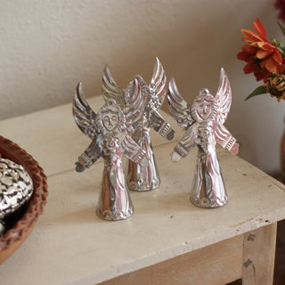3-D Natural Tin Angel Ornaments, Medium Size Christmas Zinnia Folk Arts   