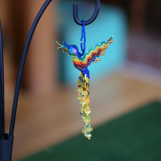 Beaded Hummingbirds  Zinnia Folk Arts Blue  