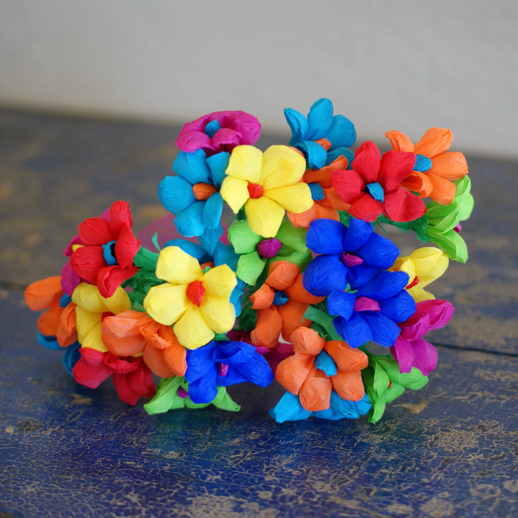Bouquets of Mexican Paper Flowers, 30 Flowers/Bunch | Zinnia Folk Arts