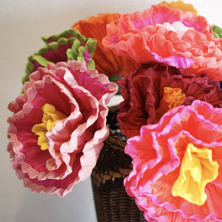 Bright Multicolored Mexican Paper Flowers, Grande Fiesta Zinnia Folk Arts   