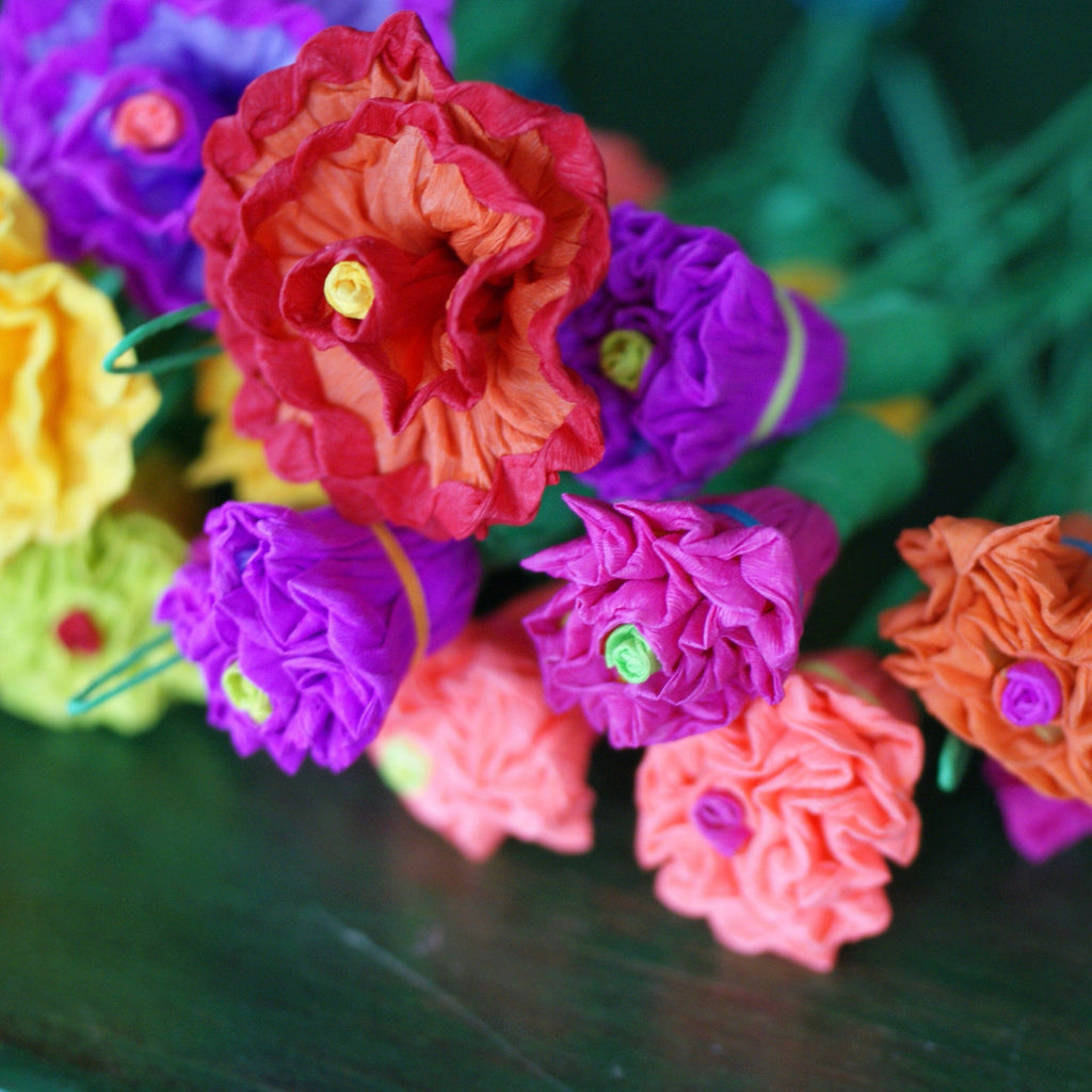 Bright Multicolored Mexican Paper Flowers, Tiny | Zinnia Folk Arts
