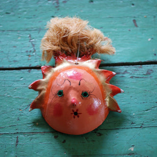 Coconut Faces Masks Zinnia Folk Arts Orange Fuzzy  