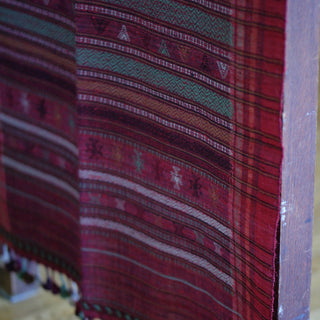 Collector's Hand Woven Shawl or Throw From India, Deep Burgundy Red Textile Zinnia Folk Arts   