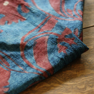 Collector's Kalamkari Hand Painted Large Silk Shawl From India Textile Zinnia Folk Arts   