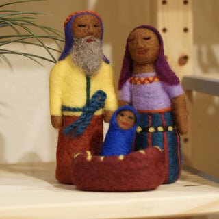 Felted Wool Guatemalan Nativity Set, 4 Pieces Christmas Zinnia Folk Arts   