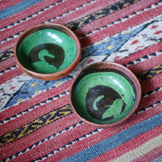 Green on Black Small Bowls from Michoacán Ceramics Zinnia Folk Arts   