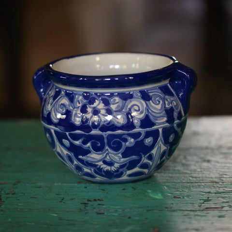 Handled Flower Pot Blue/White, Ready to Ship Pots and Vases Zinnia Folk Arts   