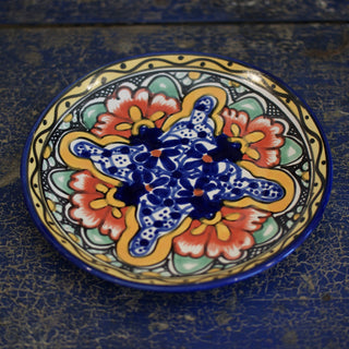 7" Handmade Dessert Plates, Round, Ready to Ship Ceramics Zinnia Folk Arts Orange Hibiscus  