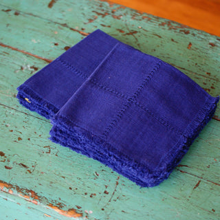Handwoven Cotton Napkins, Solid Colors Textile Zinnia Folk Arts Navy Blue  