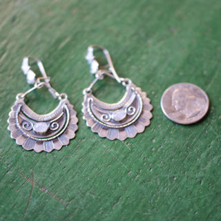 Large Tlaxcala Arracadas Sterling Silver Earrings Jewelry Zinnia Folk Arts   