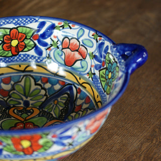 Mexican Talavera Cazuela Bowls with Handles, 12", Ready to Ship Ceramics Zinnia Folk Arts   