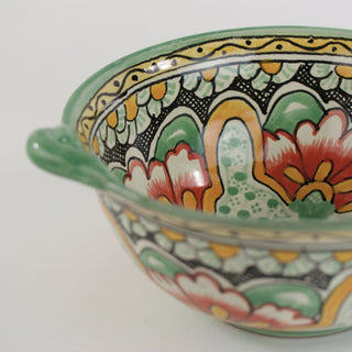Mexican Talavera Cazuela Bowls with Handles, 12", Ready to Ship Ceramics Zinnia Folk Arts Mint Green  
