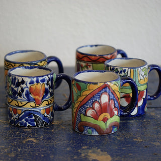 Mexican Talavera Coffee Mugs, Ready to Ship Ceramics Zinnia Folk Arts   