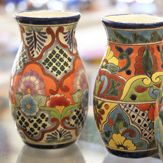 Mexican Talavera Flower Vase, Ready to Ship Ceramics Zinnia Folk Arts   
