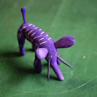 Mexican Wood Carving Animalitos from La Union Whimsical Zinnia Folk Arts Purple Elephant  