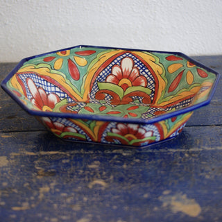 Octagonal Talavera Serving Bowls, Ready to Ship Ceramics Zinnia Folk Arts Verde  