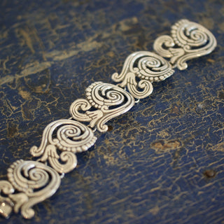 Old Mexico Silver Bracelet, Romero Jewelry Zinnia Folk Arts   