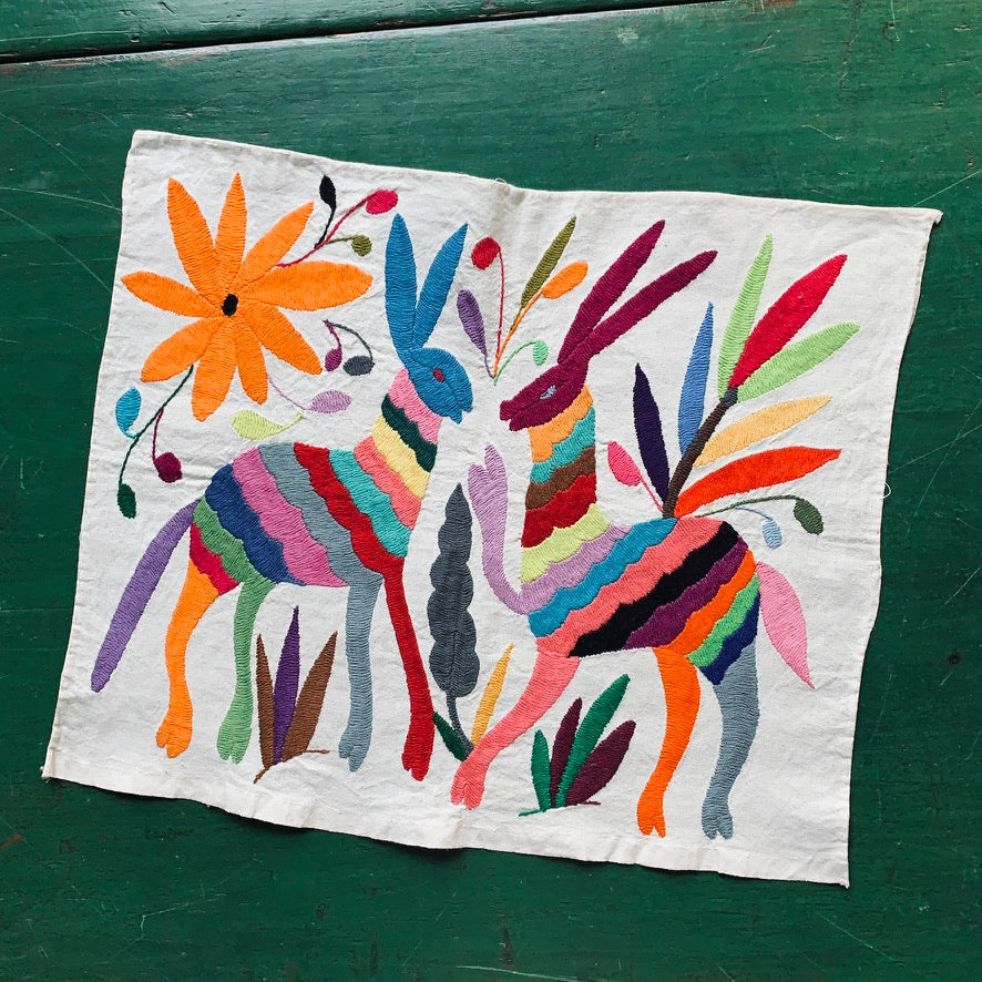 Otomi Hand Embroidered Placemats, Multi-colored | Zinnia Folk Arts