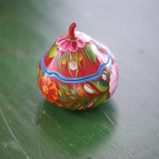 Painted Olínala Gourds, Small Bags & Boxes Zinnia Folk Arts Red 2  