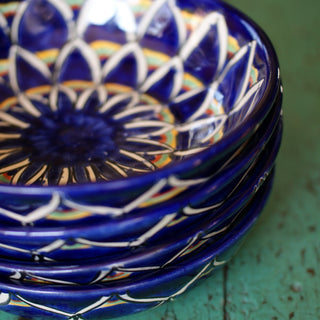 Pasta or Soup Bowl, Ready to Ship Ceramics Zinnia Folk Arts Blue Zinnia  