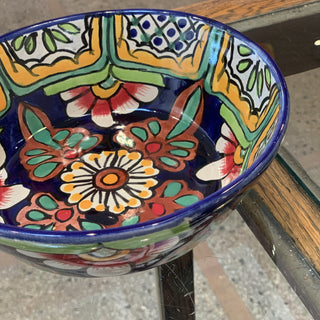 Pozole Mexican Talavera Bowls, Small, Ready to Ship Ceramics Zinnia Folk Arts Azul y Rojo  