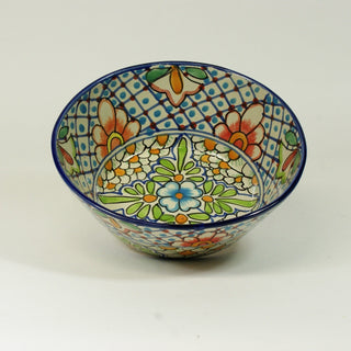 Pozole Mexican Talavera Salad Bowl, Large, Ready to Ship Ceramics Zinnia Folk Arts Blue Petunia  