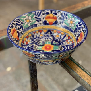 Pozole Mexican Talavera Salad Bowl, Large, Ready to Ship Ceramics Zinnia Folk Arts Cobalt  