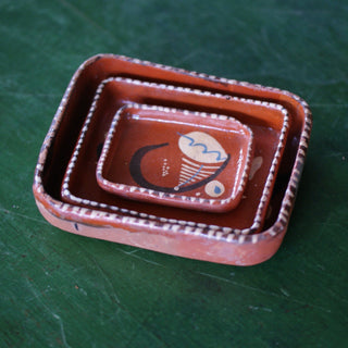 Set of Vintage Rectangular Tlaquepaque Nesting Bowls  Zinnia Folk Arts Set of Three  