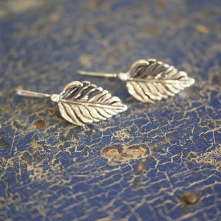 Silver Palm Leaf Earrings Jewelry Zinnia Folk Arts   