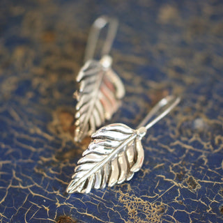 Silver Palm Leaf Earrings Jewelry Zinnia Folk Arts Pierced  