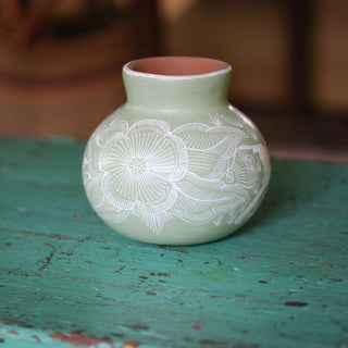 Small Huancito Ceramic Vases Ceramics Zinnia Folk Arts Pale Green  
