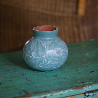 Small Huancito Ceramic Vases Ceramics Zinnia Folk Arts Pale turquoise  