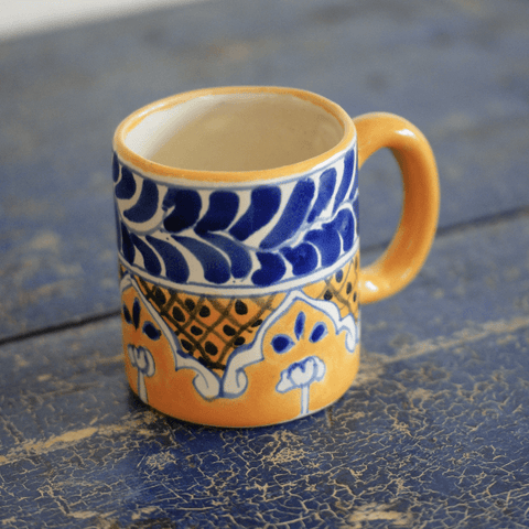 Special Order Coffee Mug - Blue/Saffron Tableware Zinnia Folk Arts   