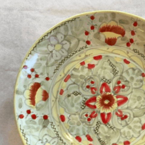 Special Order Round Dessert Plate - Amarillo Tableware Zinnia Folk Arts   