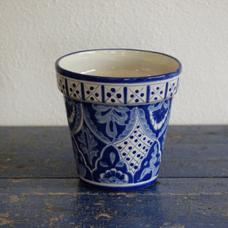 Tall Flower Pot - Blue/White, Ready to Ship Pots and Vases Zinnia Folk Arts   