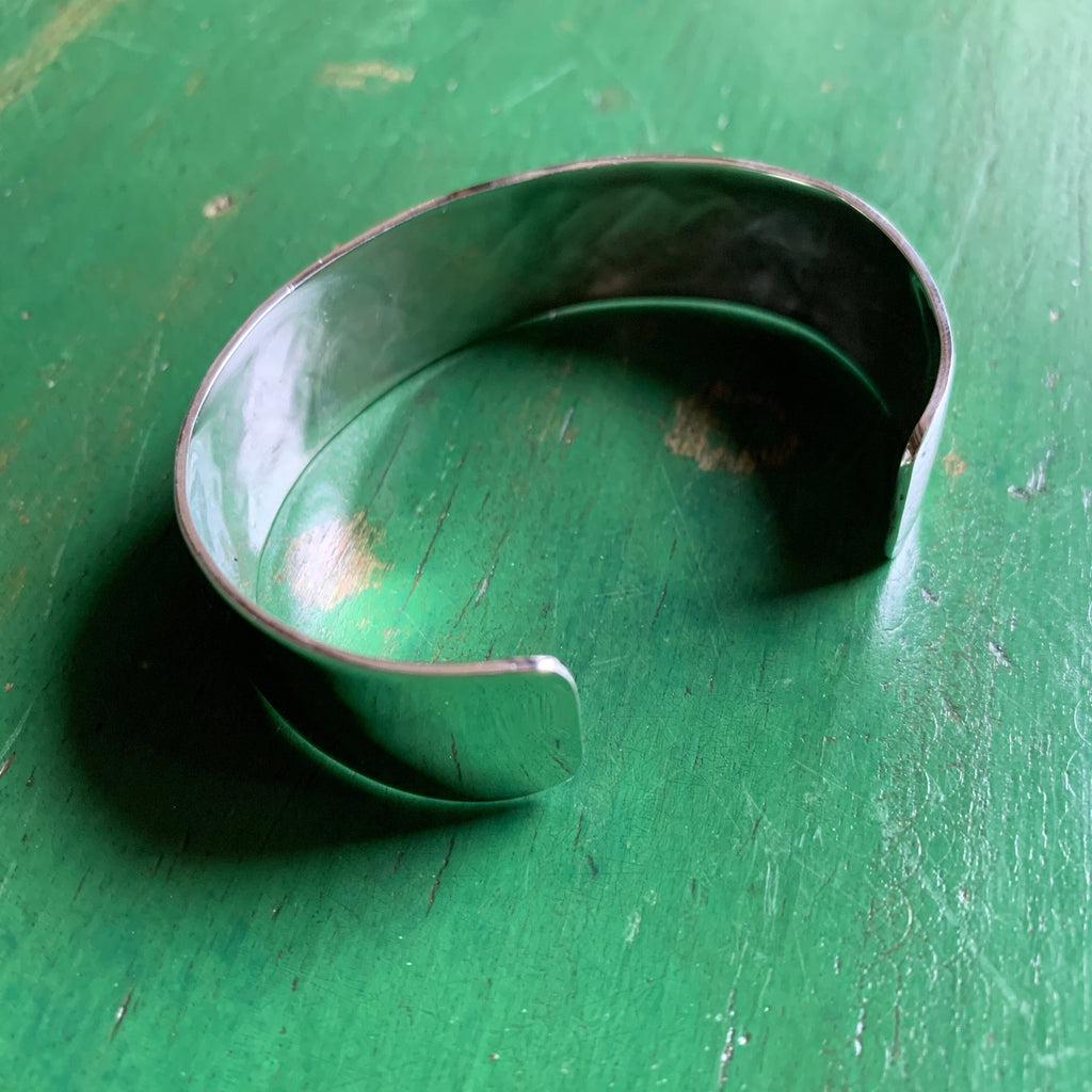 Taxco Mexican Silver Azteca Cuff Bracelet Zinnia Folk Arts