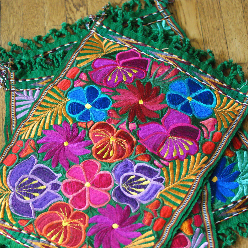 Vibrant Machine Embroidered Mexican Placemats – Zinnia Folk Arts