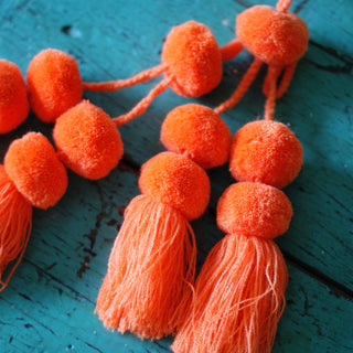 Wool Pompoms, Sets of Pom Poms with Tassel Textile Zinnia Folk Arts   