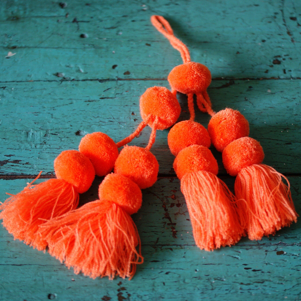 Wool Pompoms, Sets of Pom Poms with Tassel | Zinnia Folk Arts