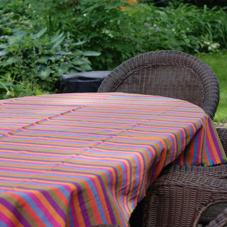 Colorful Woven Cotton Tablecloth, 78" by 55"  Zinnia Folk Arts   