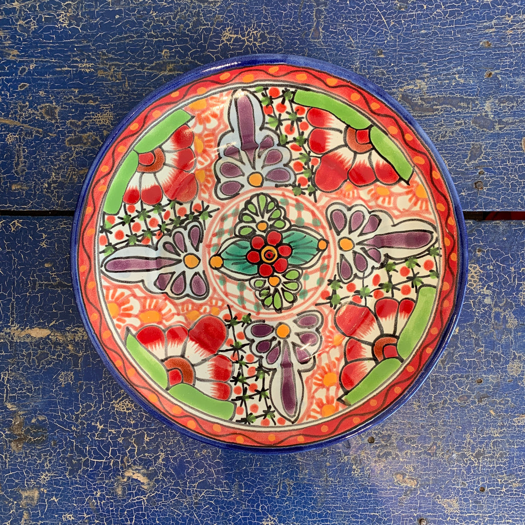 11.5" Talavera Plates, Ready to Ship Ceramics Zinnia Folk Arts Rojo  