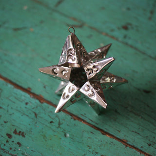 12-Point Mexican Tin Star Christmas Ornament, Unpainted Christmas Zinnia Folk Arts   