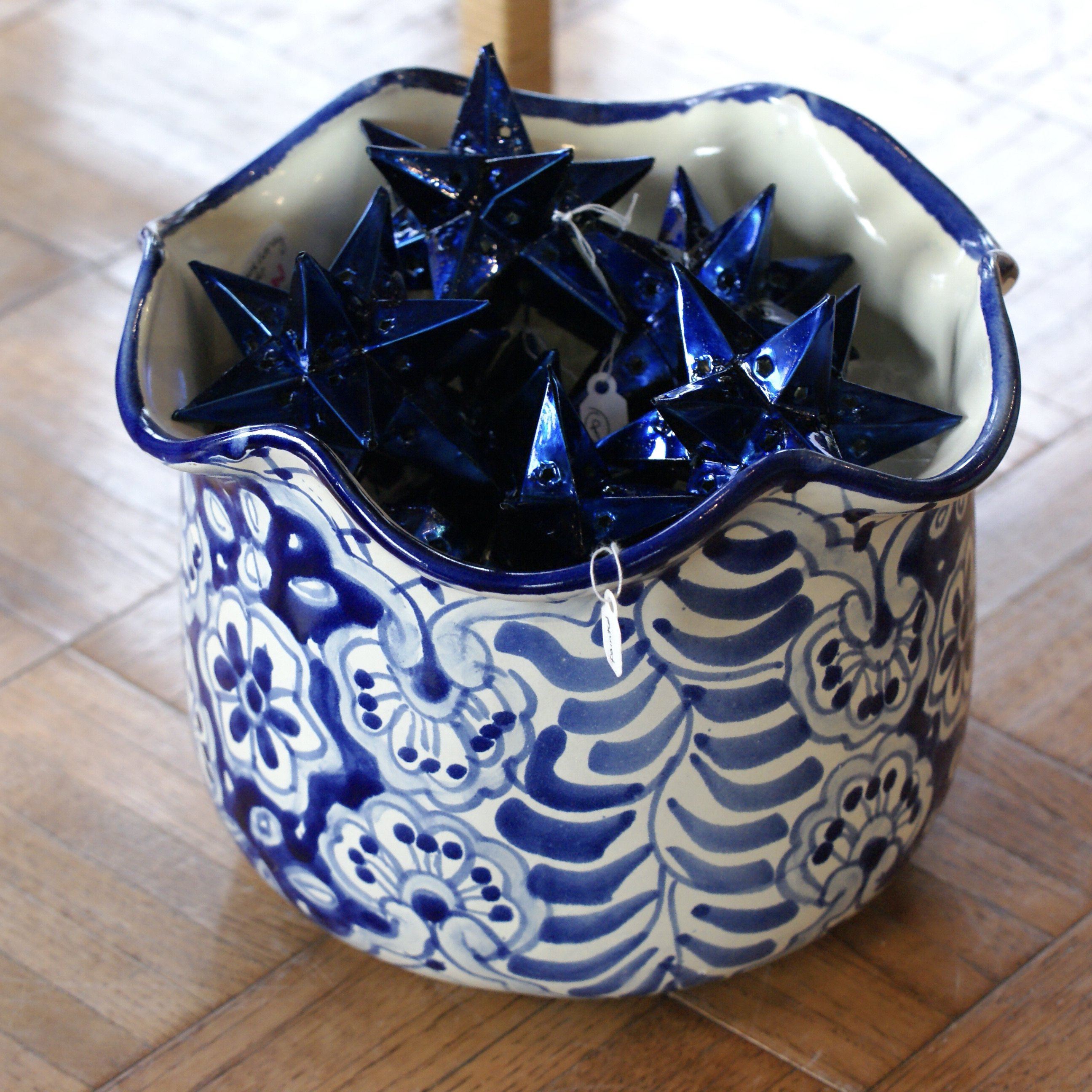 12-Point Mexican Tin Star Ornament, Painted Christmas Zinnia Folk Arts   