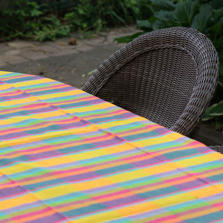 Colorful Woven Cotton Tablecloth, 78" by 55"  Zinnia Folk Arts   