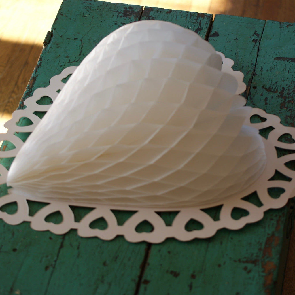 3 D Hanging Honeycomb Valentines-AS IS  Zinnia Folk Arts Medium White  