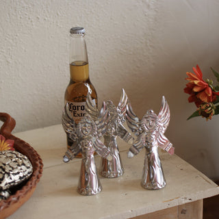 3-D Natural Tin Angel Ornaments, Medium Size Christmas Zinnia Folk Arts   