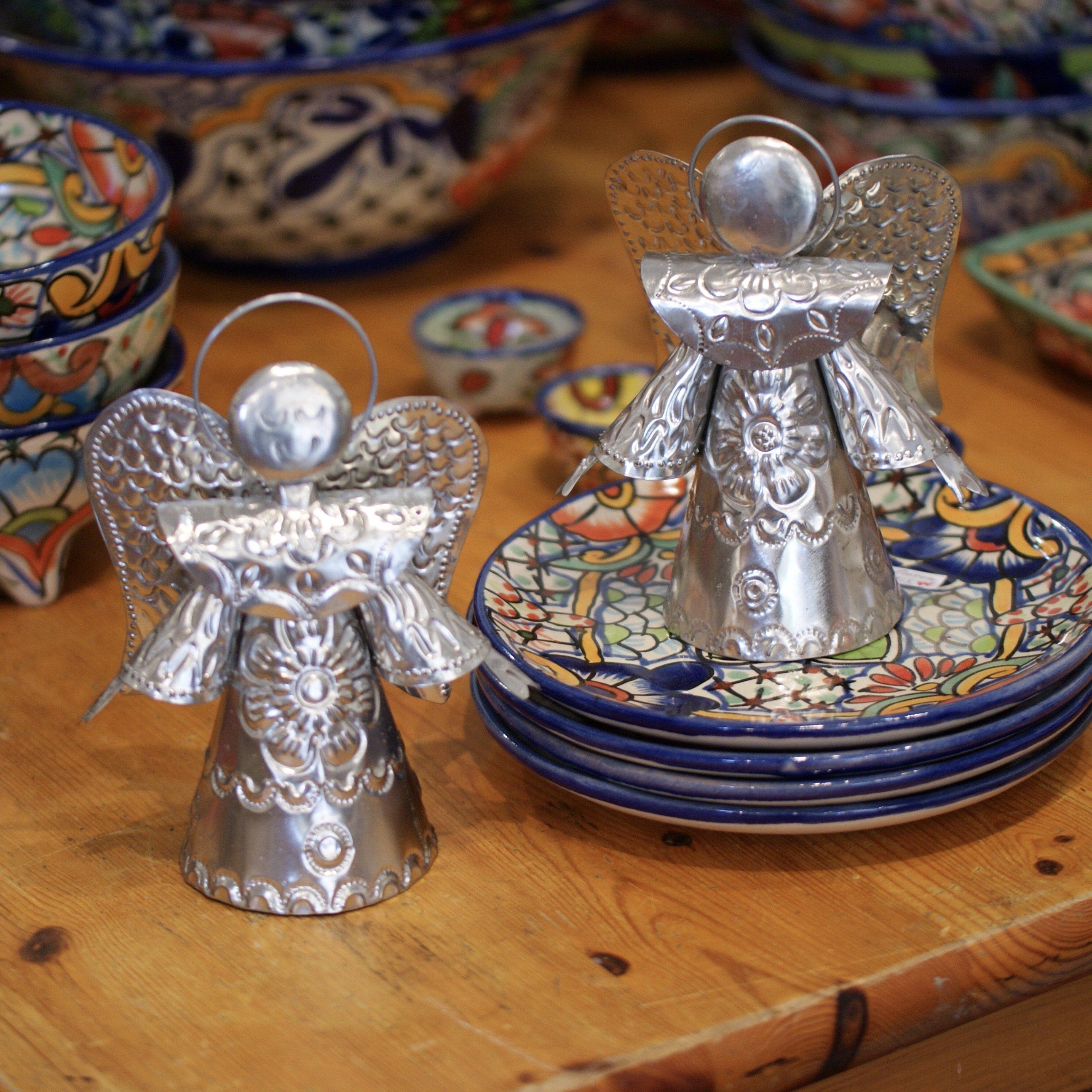 3-D Natural Tin Angel Tree Topper Christmas Zinnia Folk Arts   