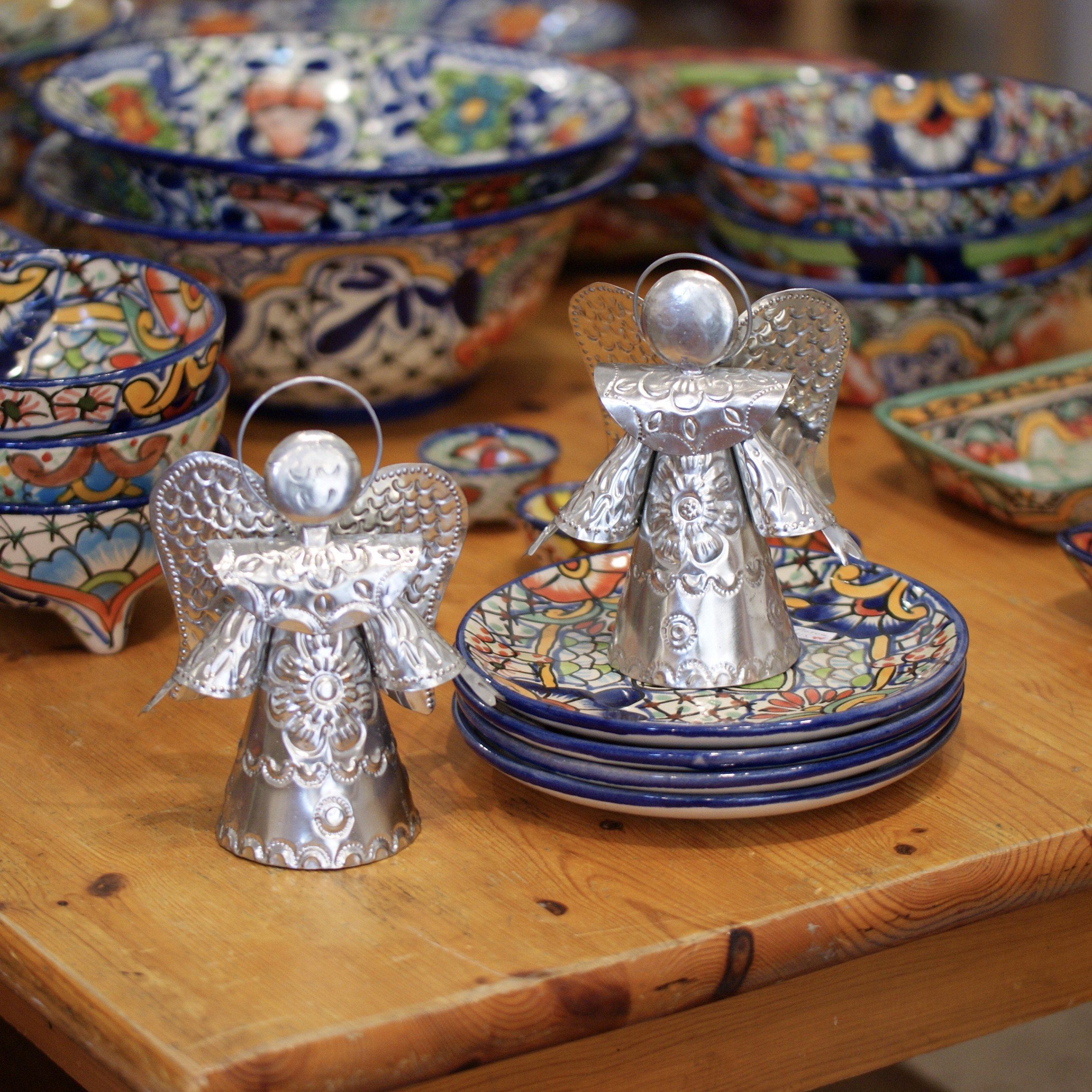 3-D Natural Tin Angel Tree Topper Christmas Zinnia Folk Arts   