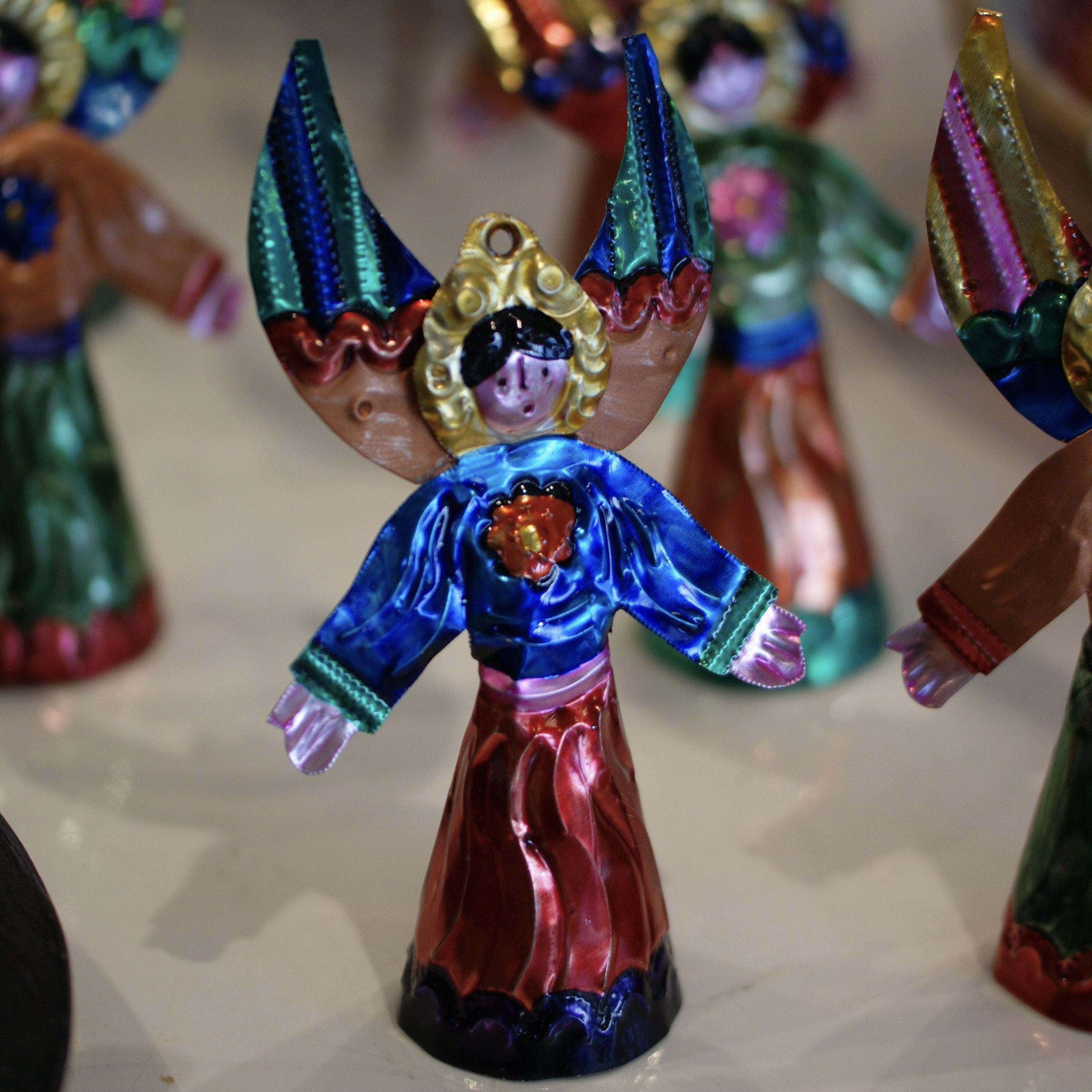 3-D Tin Angels, Shiny Finish Christmas Zinnia Folk Arts   